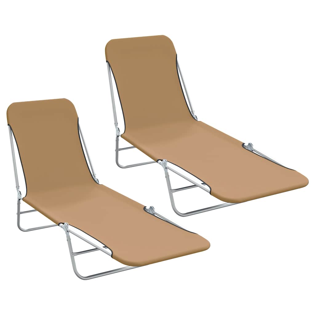 Sunlounger | Set of 2 | Taupe | Powder-coated steel