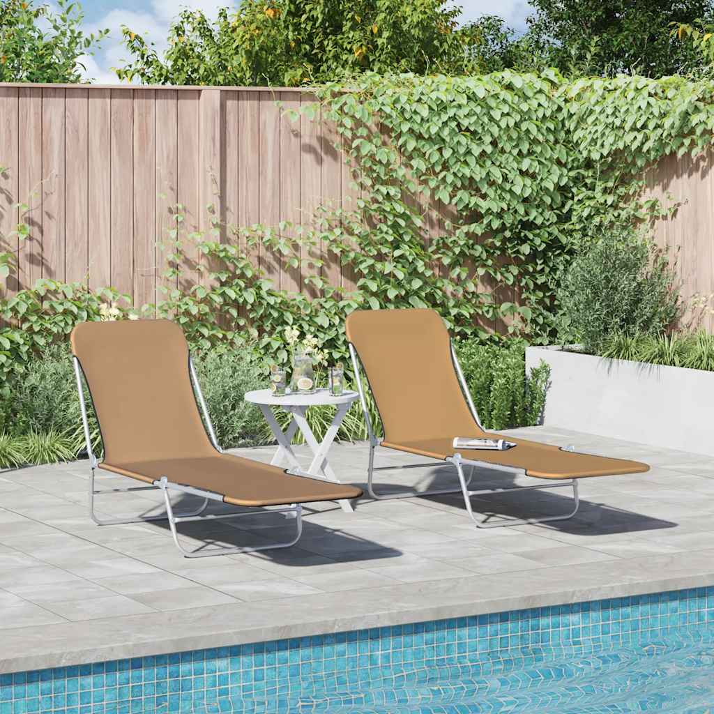 Sunlounger | Set of 2 | Taupe | Powder-coated steel