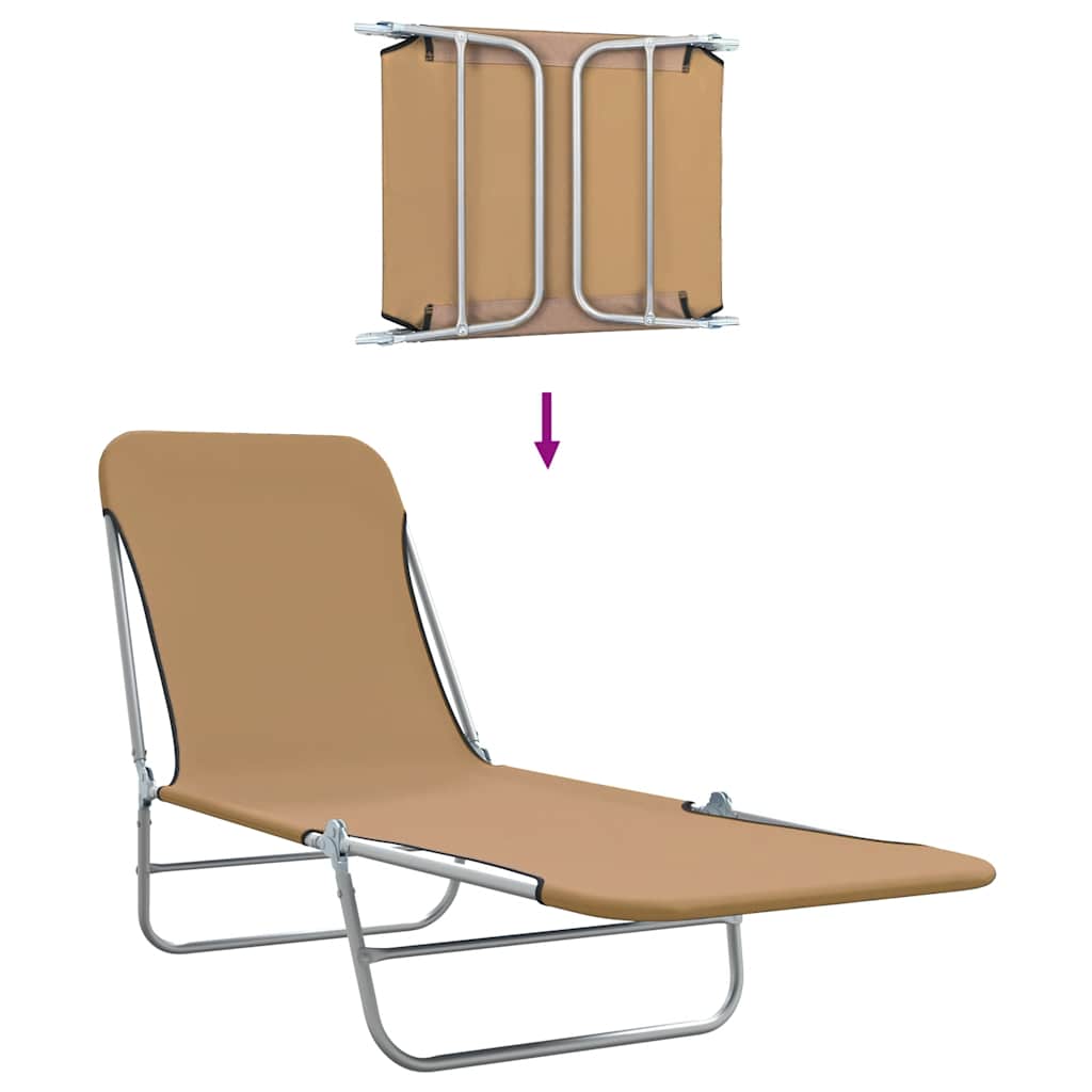 Sunlounger | Set of 2 | Taupe | Powder-coated steel