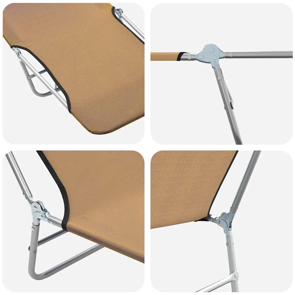 Sunlounger | Set of 2 | Taupe | Powder-coated steel