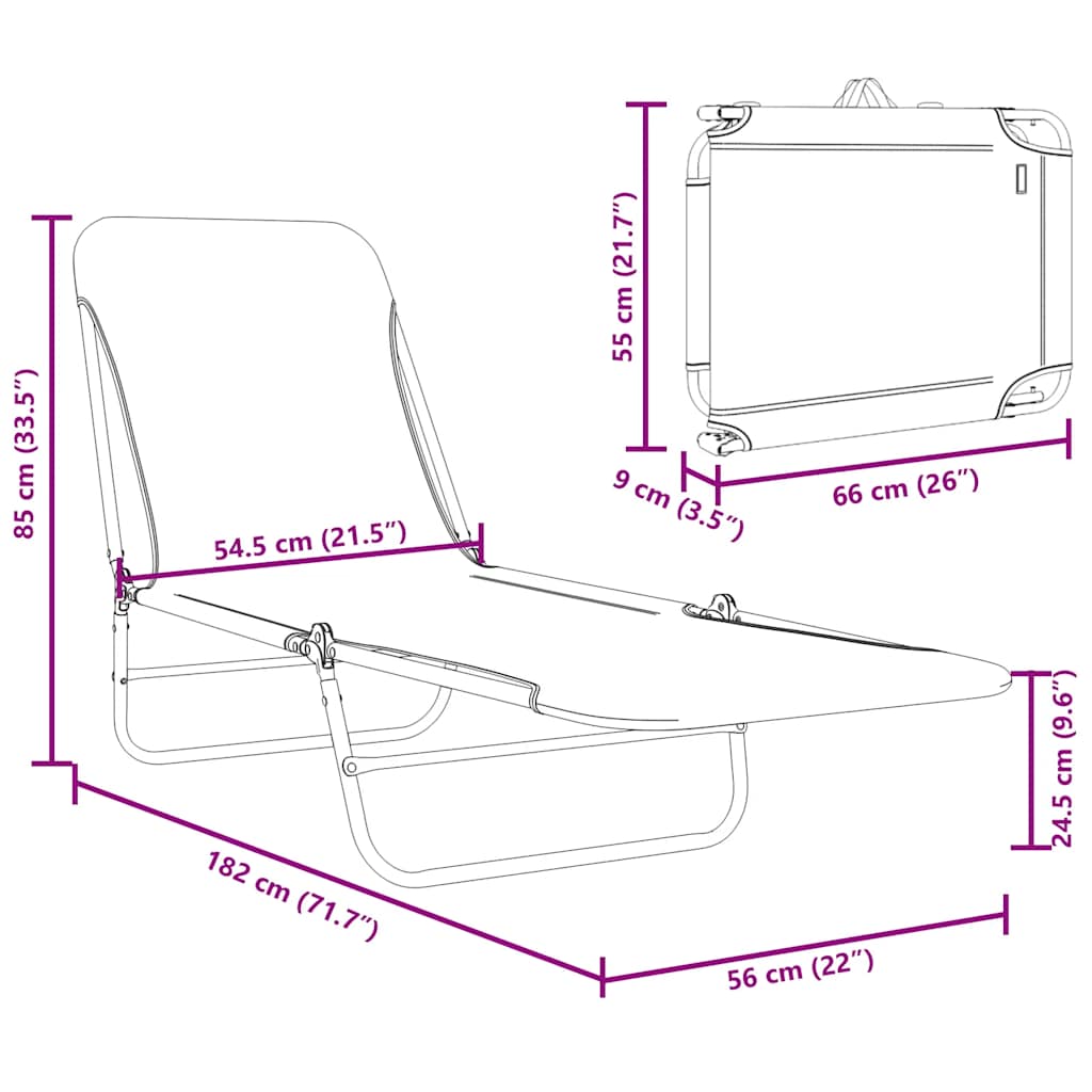 Sunlounger | Set of 2 | Taupe | Powder-coated steel