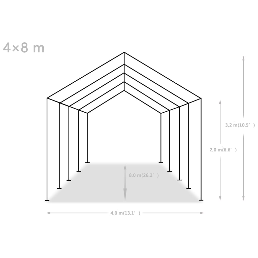 vidaXL Party Tent PE 4x8 m Grey