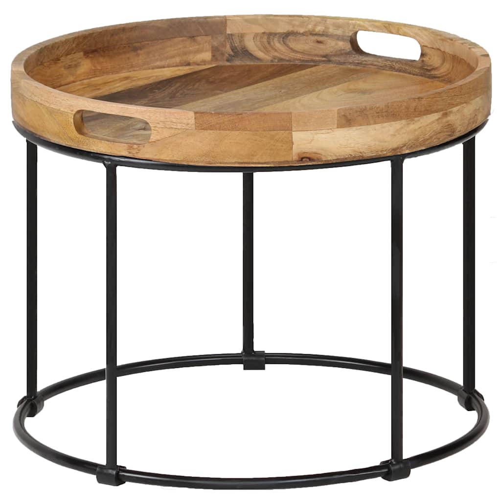 246672 vidaXL Coffee Table Solid Mange Wood and Steel 50x40 cm