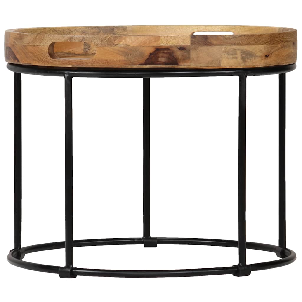 246672 vidaXL Coffee Table Solid Mange Wood and Steel 50x40 cm