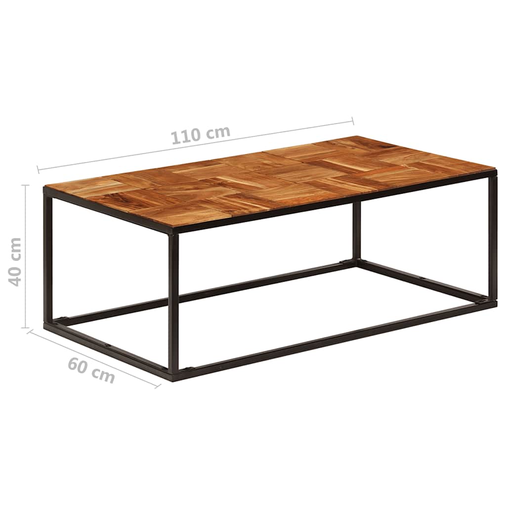 246678 vidaXL Coffee Table 110x60x40 cm Solid Acacia Wood and Steel