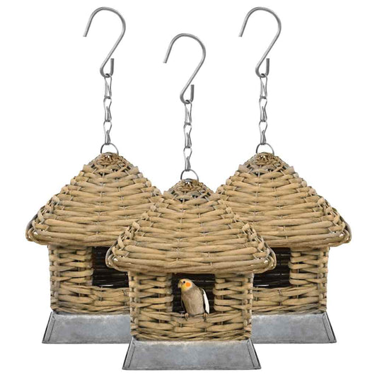 Bird House | Brown | Cast iron, real rattan | Small | Durable | Aviary