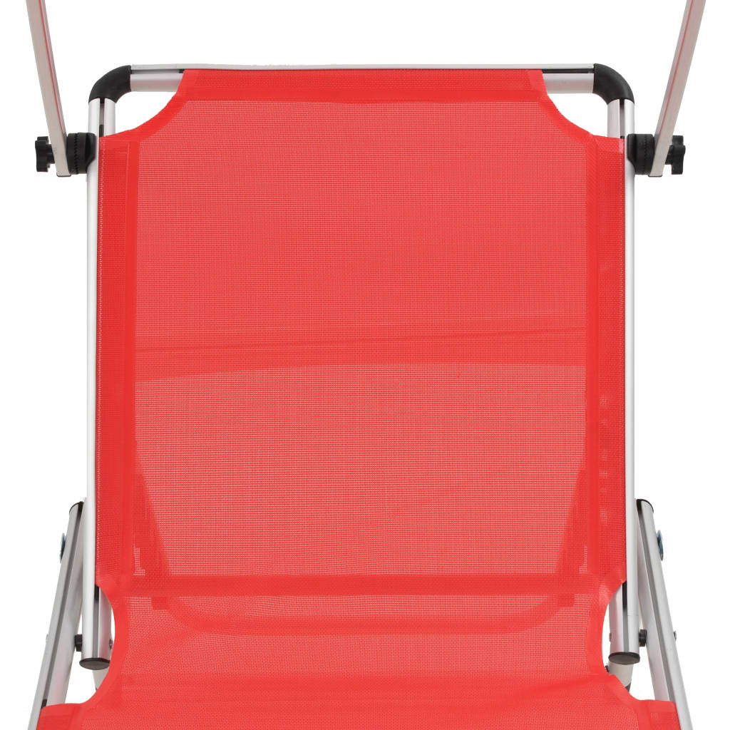 Sun Lounger | Red | Aluminium, Textilene | Standard | Foldable