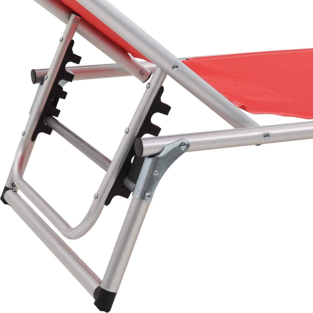Sun Lounger | Red | Aluminium, Textilene | Standard | Foldable