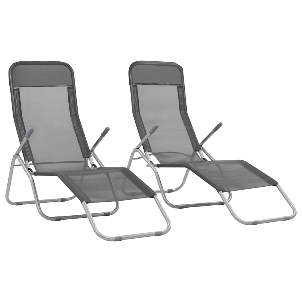 44340 vidaXL Folding Sun Loungers 2 pcs Textilene Anthracite