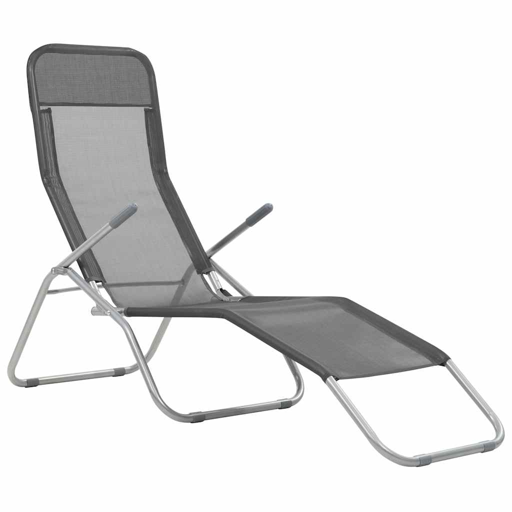 44340 vidaXL Folding Sun Loungers 2 pcs Textilene Anthracite