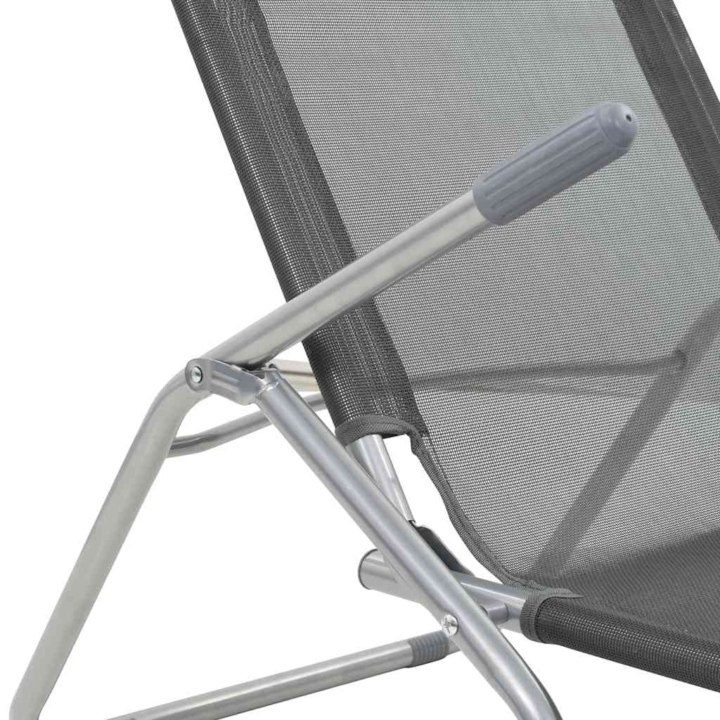 44340 vidaXL Folding Sun Loungers 2 pcs Textilene Anthracite