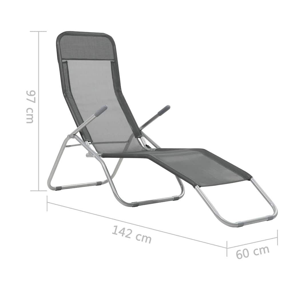 44340 vidaXL Folding Sun Loungers 2 pcs Textilene Anthracite