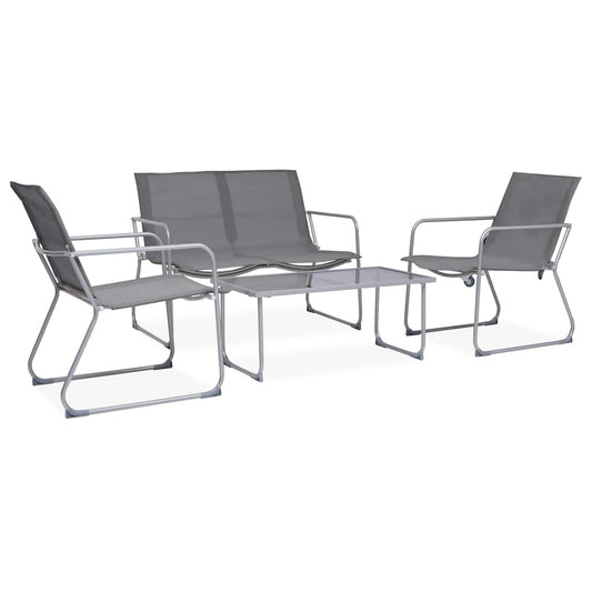 44351 vidaXL 4 Piece Garden Lounge Set Fabric & Steel Grey