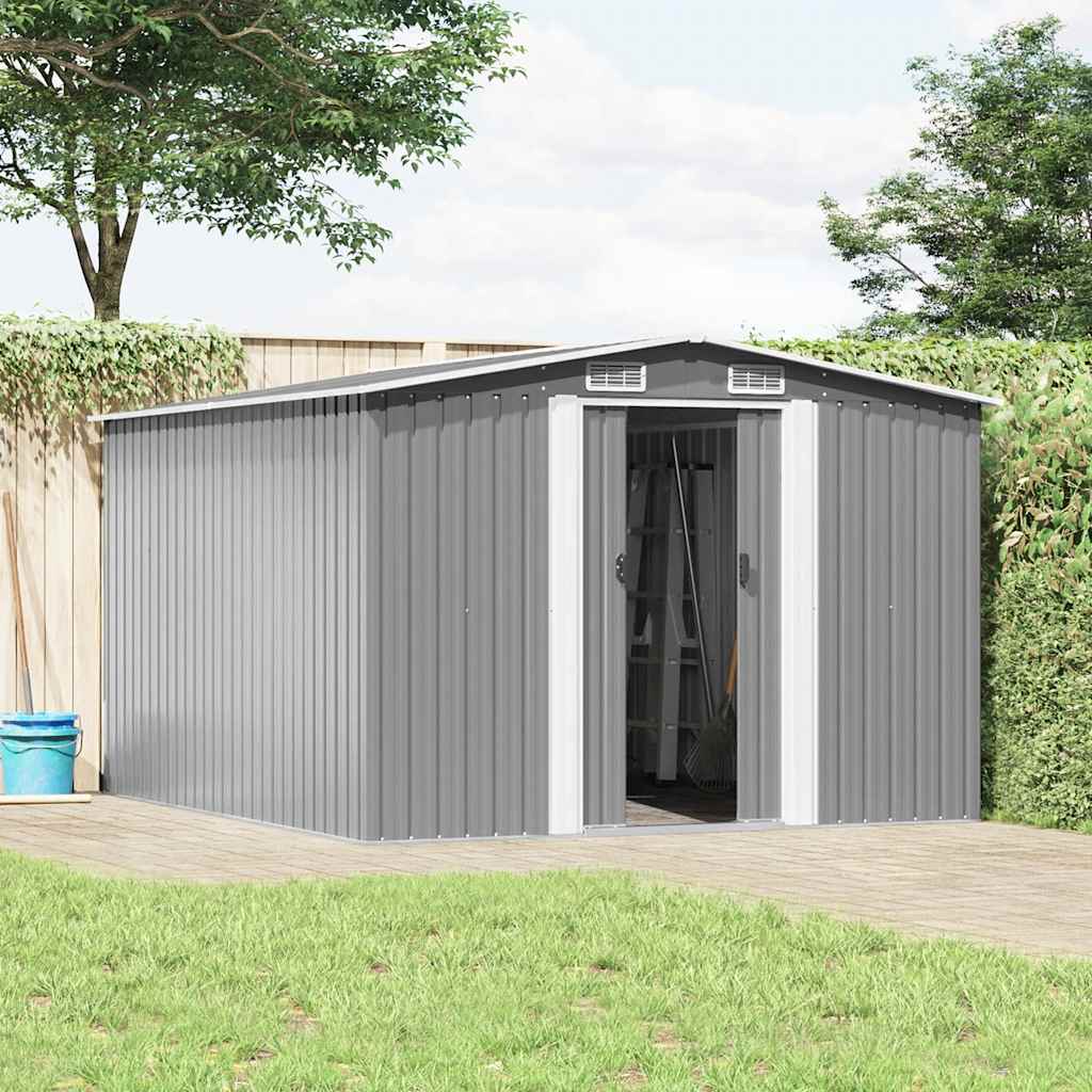 Garden Shed | Grey | Galvanised Steel | Large | Sliding Components