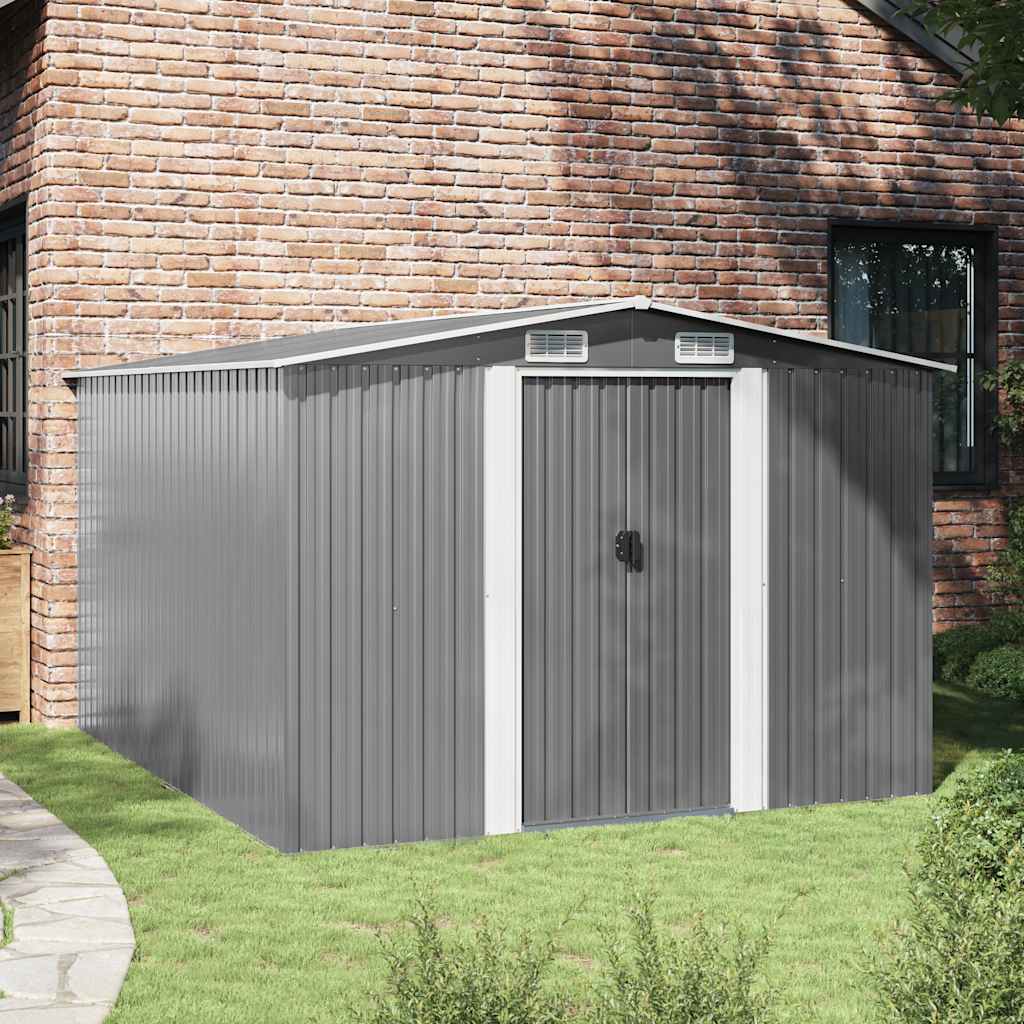 Garden Shed | Grey | Galvanised Steel | Large | Sliding Components