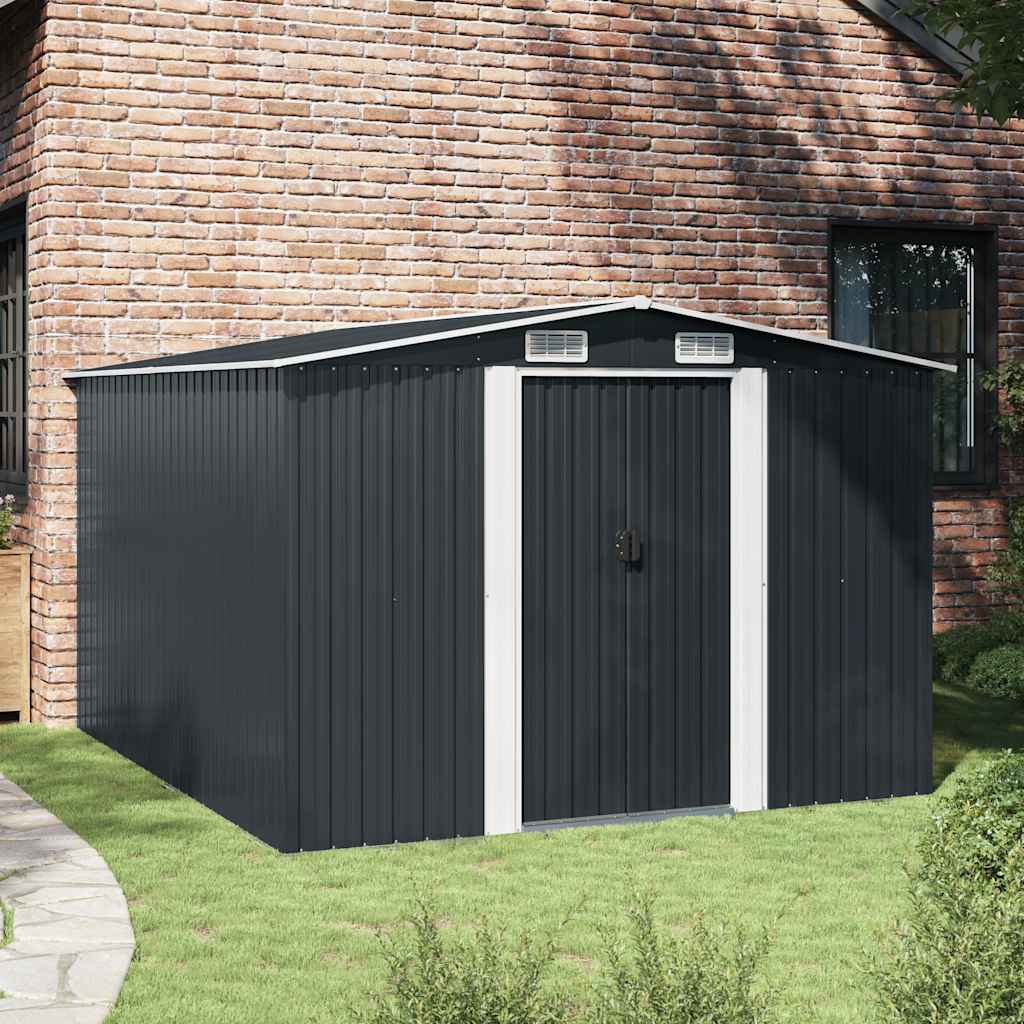 Garden Shed | Anthracite | Galvanised Steel | Large | Sliding Components