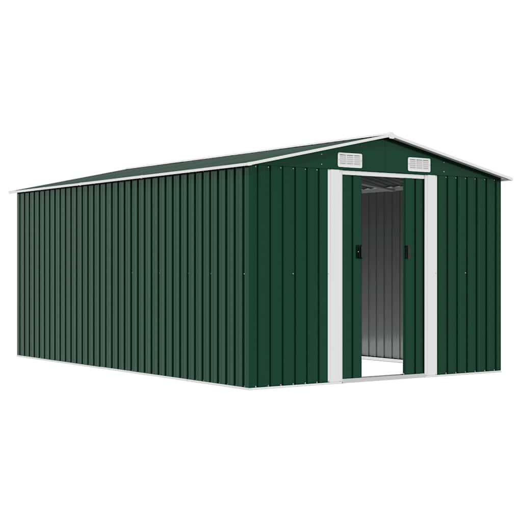 Garden Shed | Green | Galvanised Steel | Large | Sliding Doors