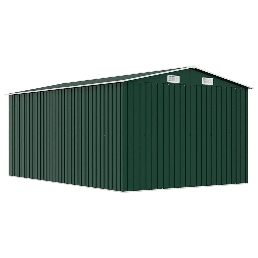 Garden Shed | Green | Galvanised Steel | Large | Sliding Doors