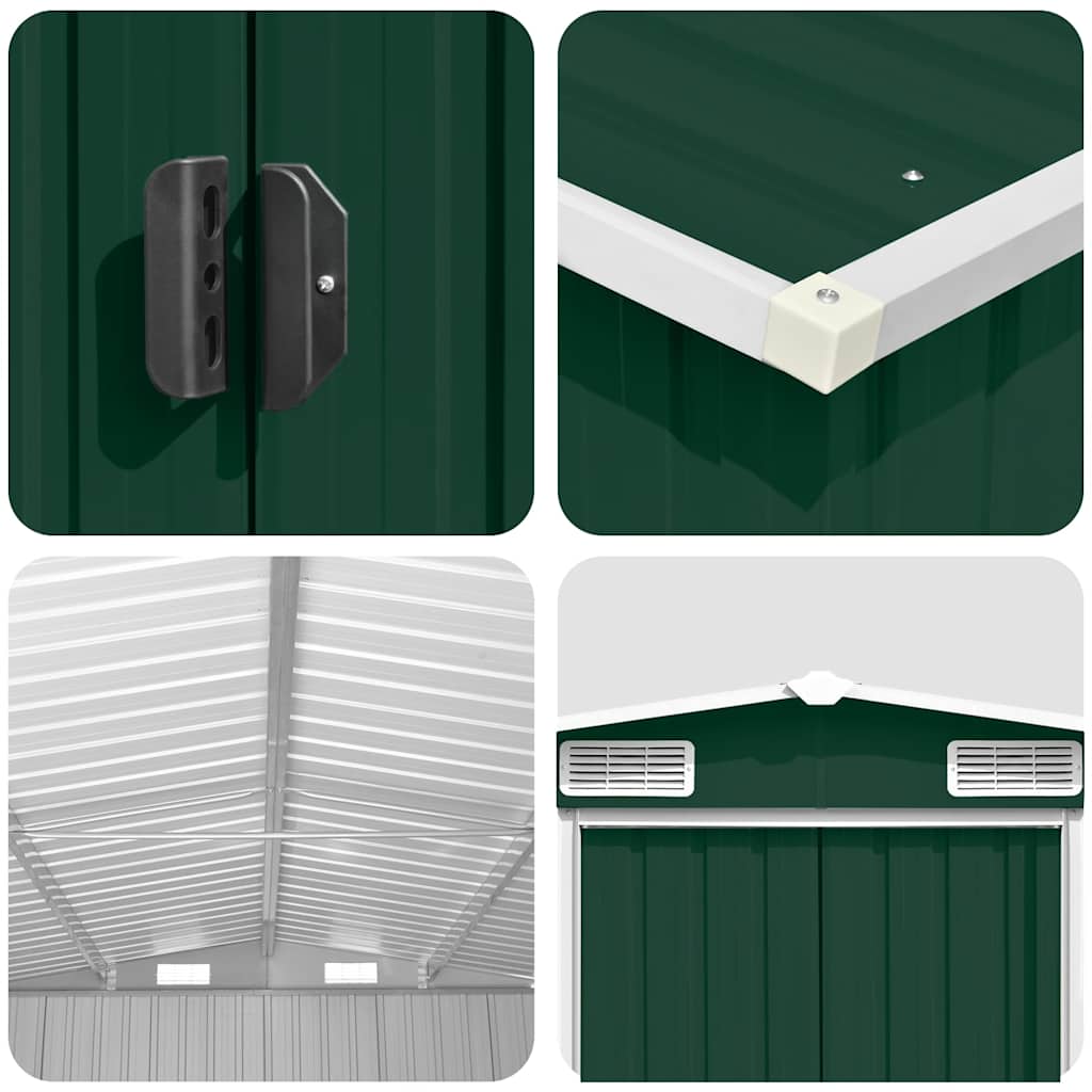 Garden Shed | Green | Galvanised Steel | Large | Sliding Doors