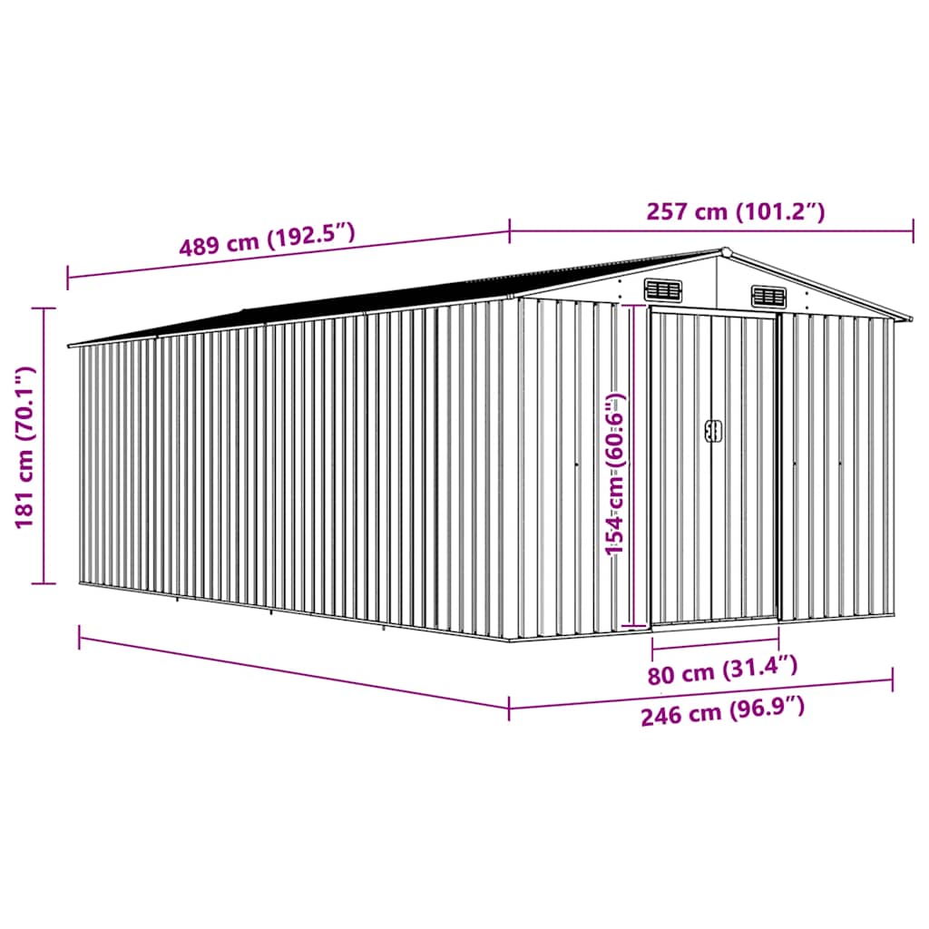 Garden Shed | Brown | Galvanised steel | Large | Durable | Garden Shed