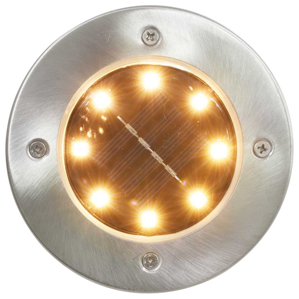 Solar Ground Light | Set of 8 | Warm white, Silver | PP | Compact