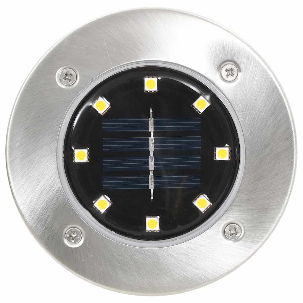 Solar Ground Light | Set of 8 | Warm white, Silver | PP | Compact