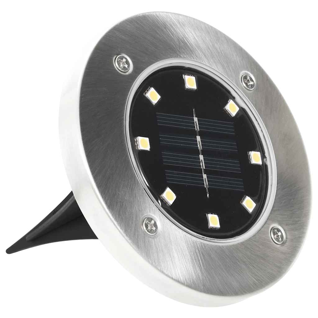 Solar Ground Light | Set of 8 | Warm white, Silver | PP | Compact