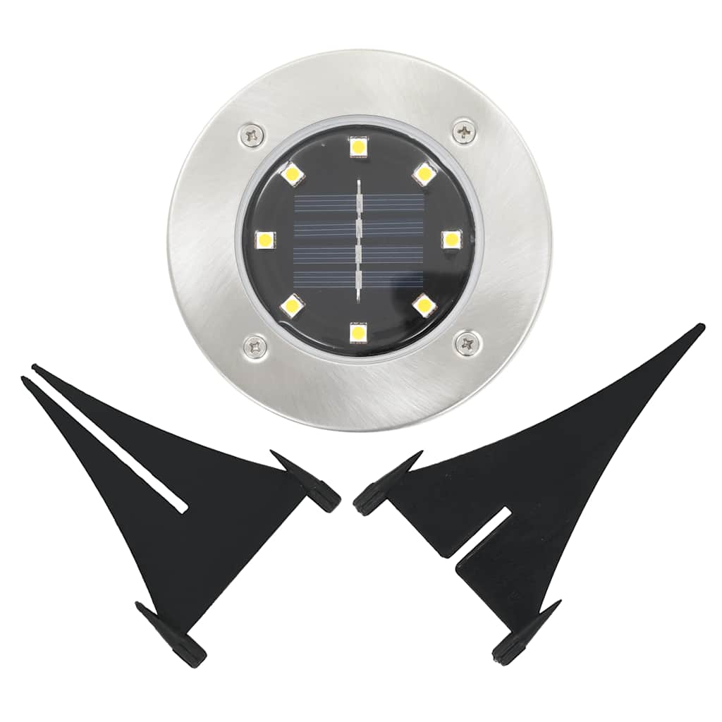 Solar Ground Light | Set of 8 | Warm white, Silver | PP | Compact