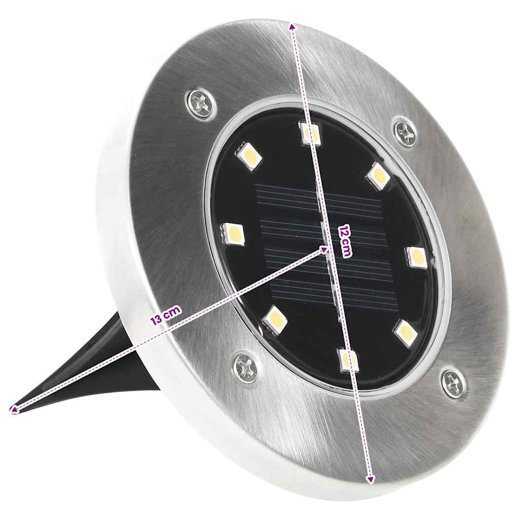 Solar Ground Light | Set of 8 | Warm white, Silver | PP | Compact