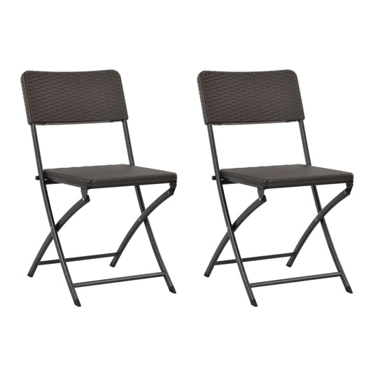 Folding Chairs 2 pcs HDPE and Steel Brown