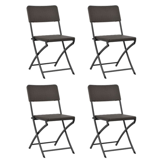 Folding Chairs 4 pcs HDPE and Steel Brown