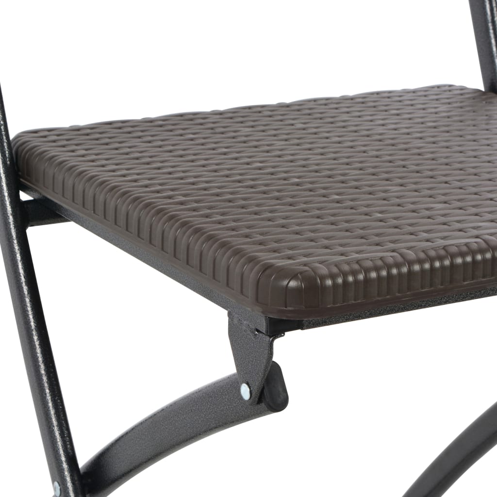 Folding Garden Chairs 4 pcs HDPE and Steel Brown