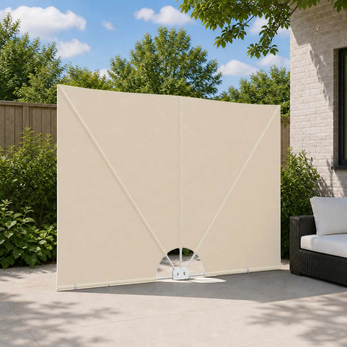 44568 vidaXL Collapsible Terrace Side Awning Cream 300x150 cm