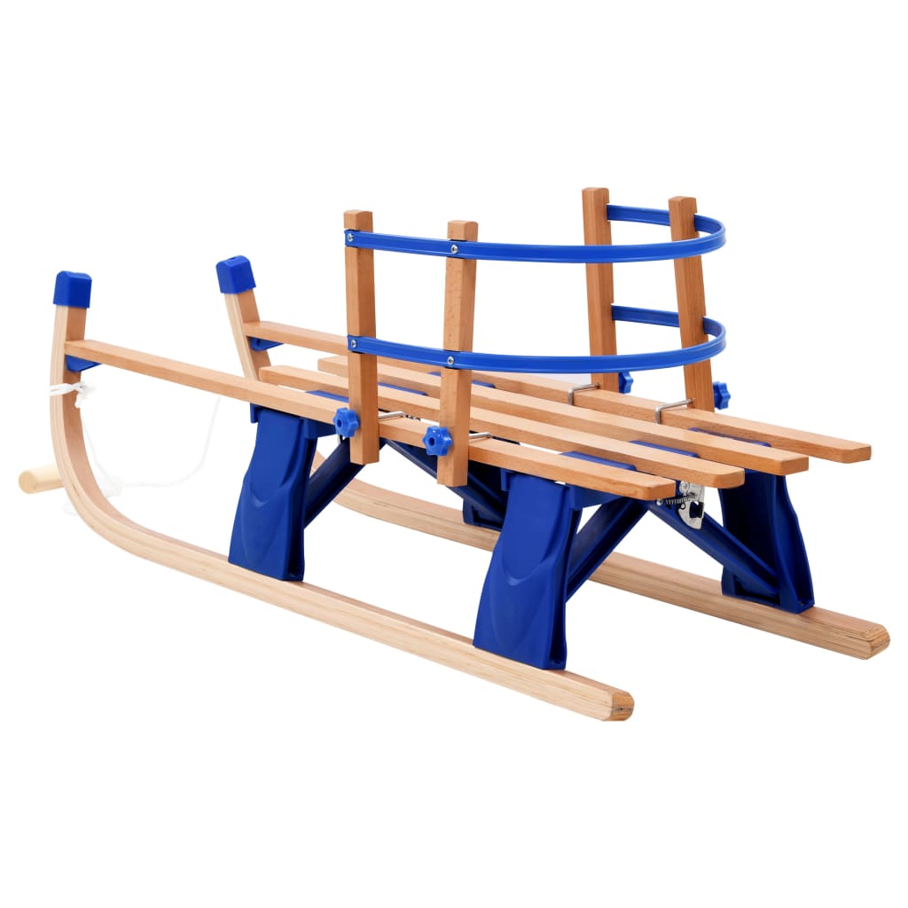 vidaXL Folding Snow Sledge with Backrest Wood 119 cm