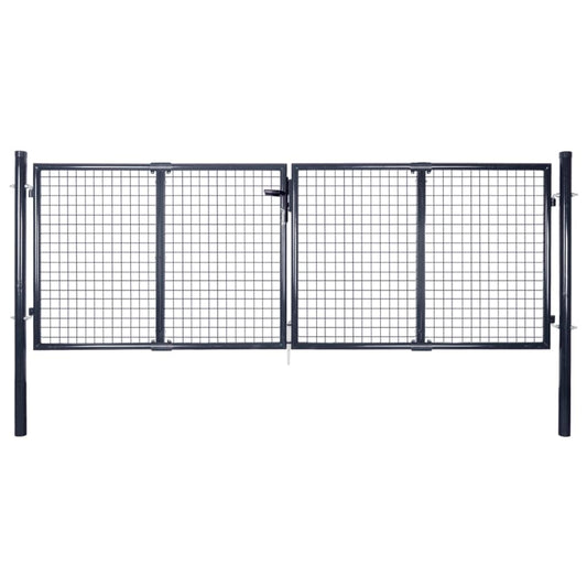 vidaXL Mesh Garden Gate Galvanised Steel 289x75 cm Grey