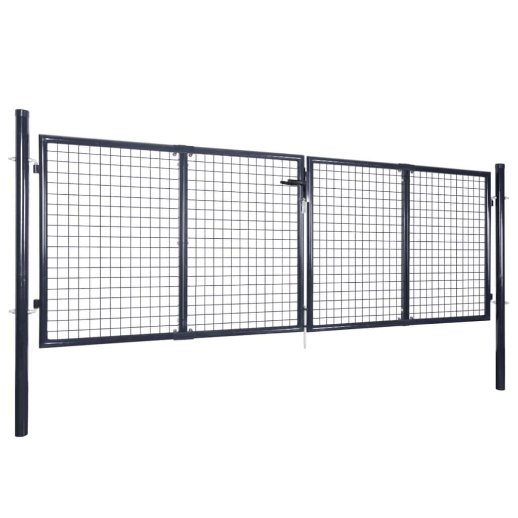 vidaXL Mesh Garden Gate Galvanised Steel 289x75 cm Grey