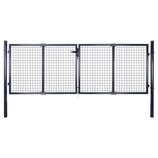 vidaXL Mesh Garden Gate Galvanised Steel 289x100 cm Grey