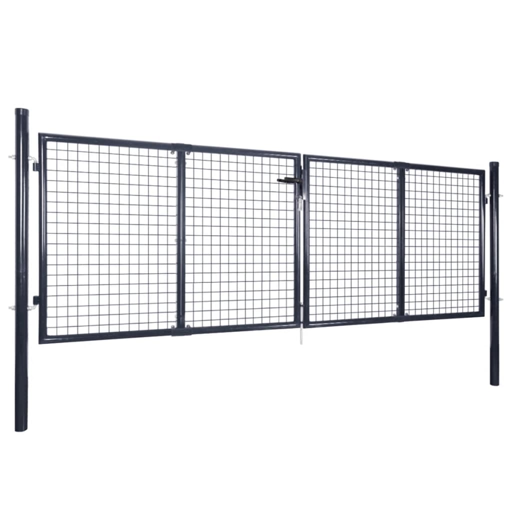 vidaXL Mesh Garden Gate Galvanised Steel 289x100 cm Grey