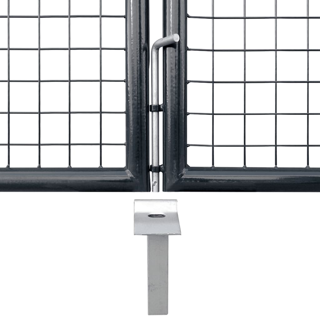 vidaXL Mesh Garden Gate Galvanised Steel 289x100 cm Grey