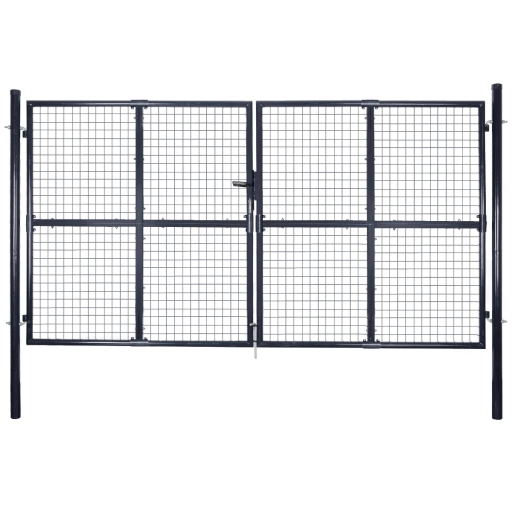 vidaXL Mesh Garden Gate Galvanised Steel 289x150 cm Grey