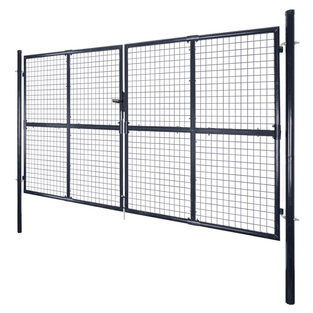 vidaXL Mesh Garden Gate Galvanised Steel 289x150 cm Grey