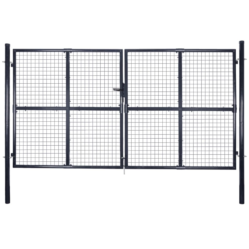 vidaXL Mesh Garden Gate Galvanised Steel 289x200 cm Grey