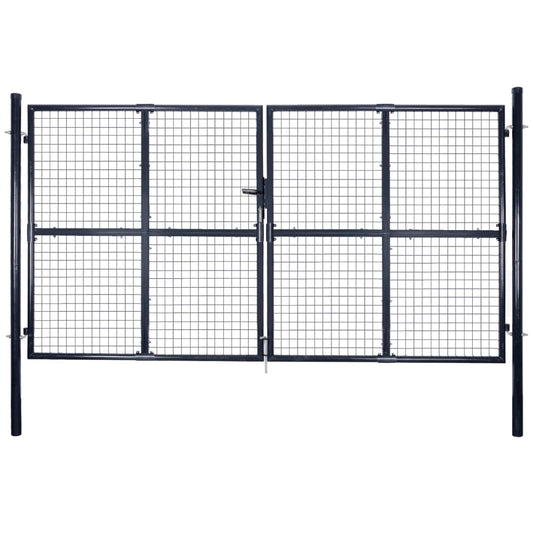 vidaXL Mesh Garden Gate Galvanised Steel 289x200 cm Grey