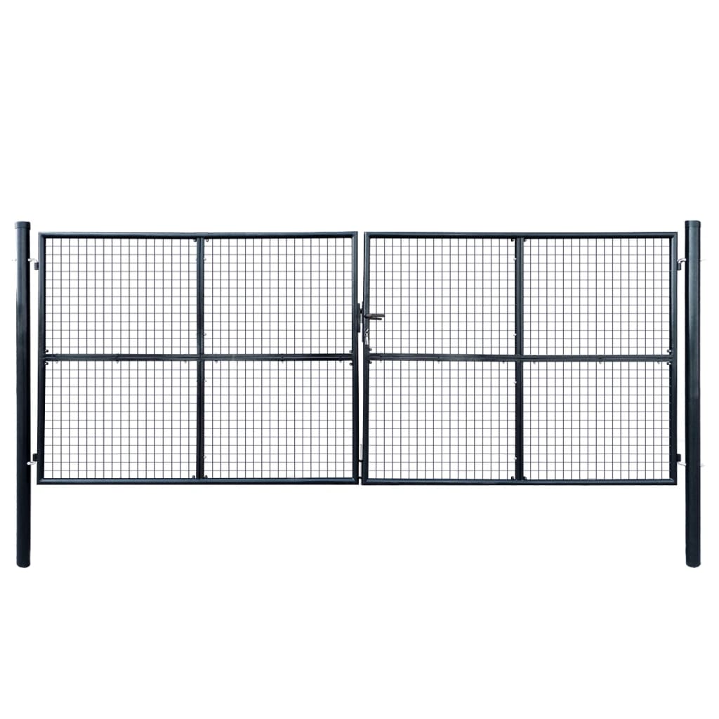 vidaXL Mesh Garden Gate Galvanised Steel 400x150 cm Grey