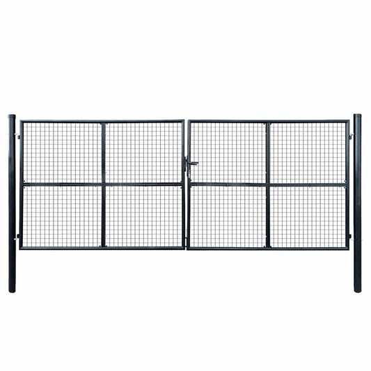 Mesh Garden Gate Galvanised Steel 400x150 cm Grey