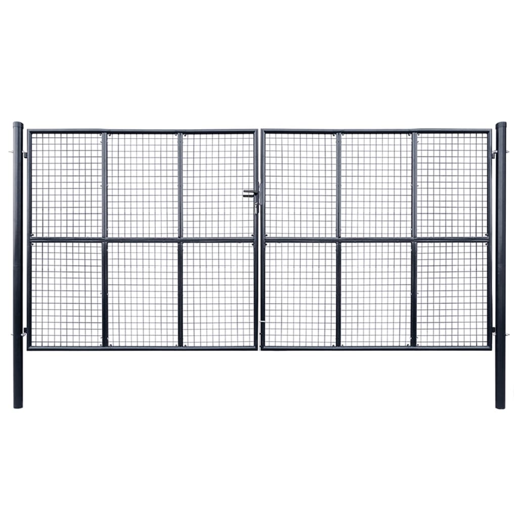 vidaXL Mesh Garden Gate Galvanised Steel 400x200 cm Grey