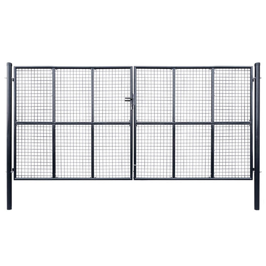 vidaXL Mesh Garden Gate Galvanised Steel 400x200 cm Grey