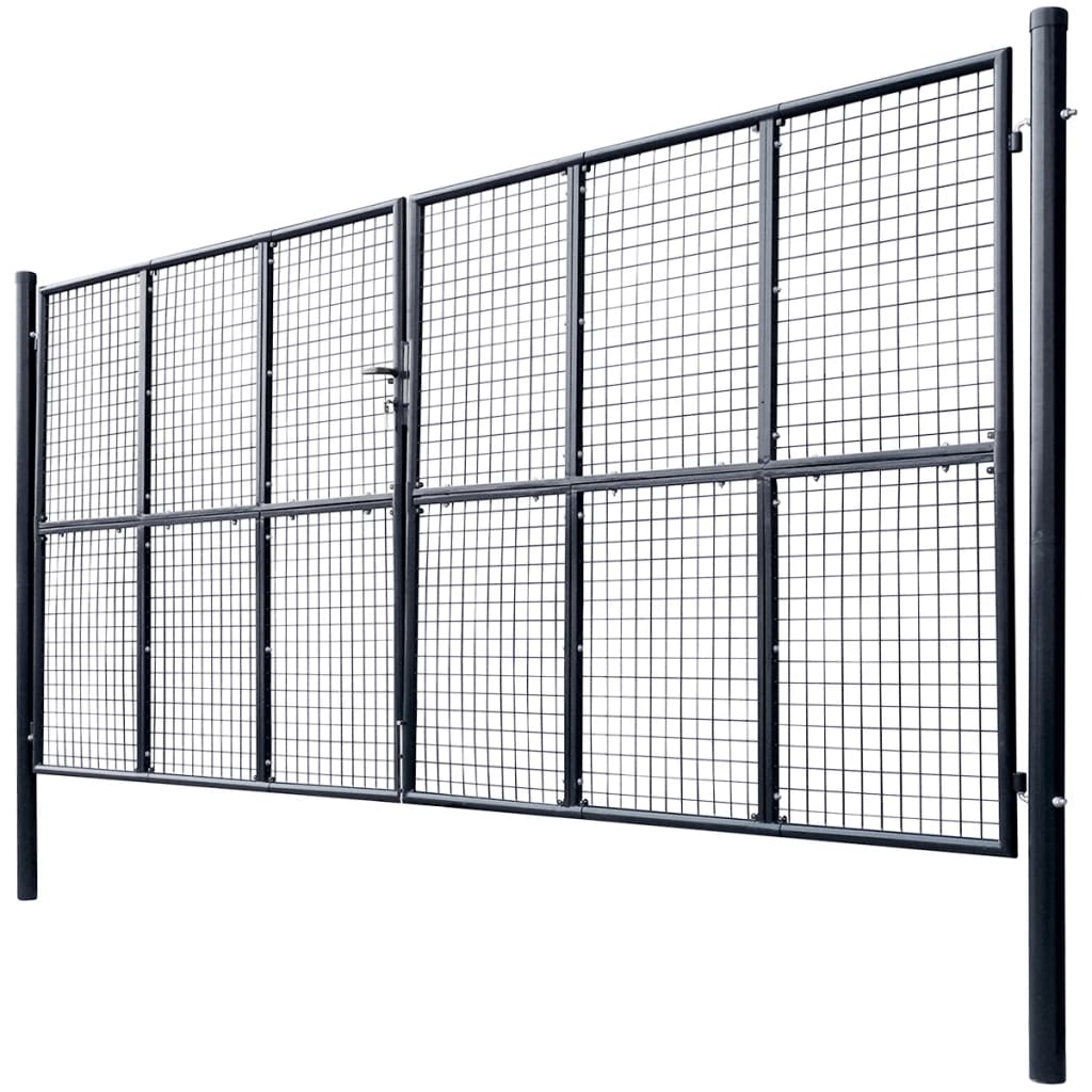 vidaXL Mesh Garden Gate Galvanised Steel 400x200 cm Grey