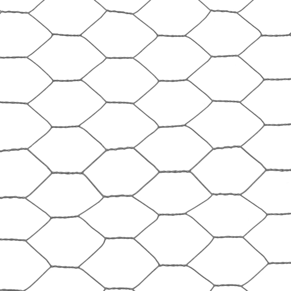 vidaXL Chicken Wire Fence Steel with PVC Coating 25x0.5 m Grey