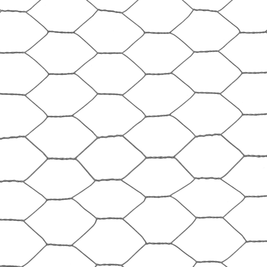 vidaXL Chicken Wire Fence Steel with PVC Coating 25x1.5 m Grey